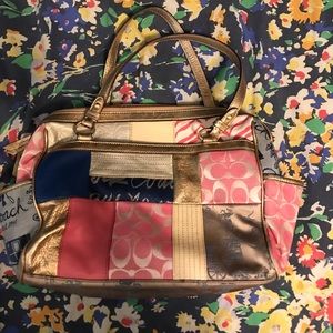 Multi colored Coach shoulder bag.